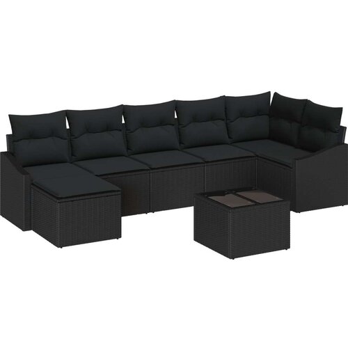  8-dijelni vrtni sofa set s jastucima bež poli ratan Slike