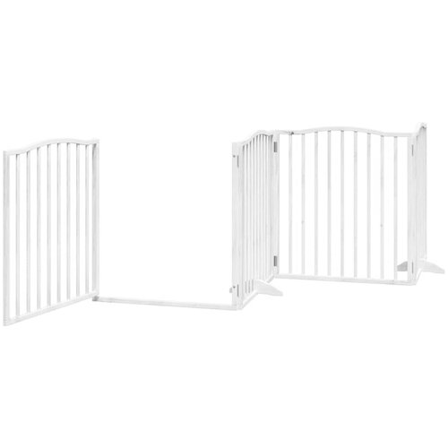  Vrata za pse s vrata&amp;scaron;cima 10 panela sklopiva 800 cm drvo topole Bijela 80 x 90 x 2 cm Slike