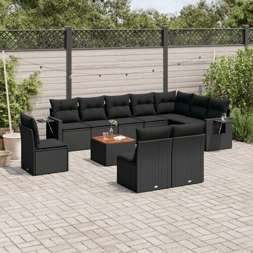 vidaXL 11-dijelni set vrtnih sofa od poliratana s jastucima crni Cijene
