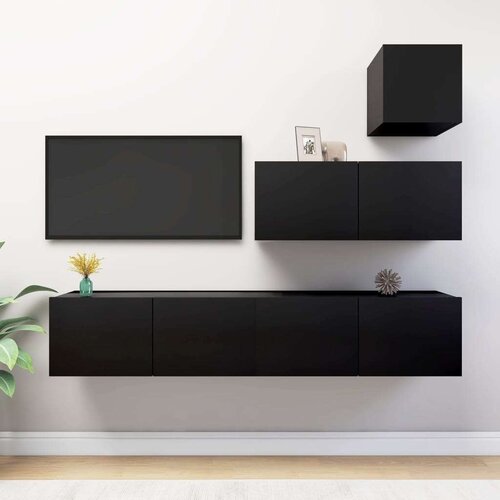  4-dijelni set TV ormarića crni od iverice Slike