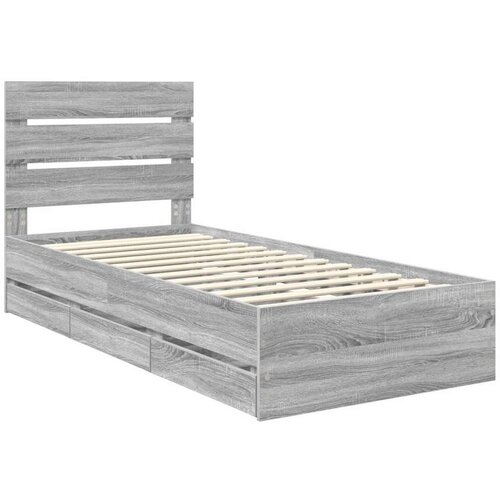  Okvir za krevet Siva Sonoma 90 x 200 cm Inženjersko Drvo - Sivi hrast sonoma 90 x 200 cm Slike