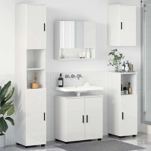 VidaXL Set namje&amp;scaron;taja za kupaonicu Zidne 5 pcs Visoko sjajno bijela Slike