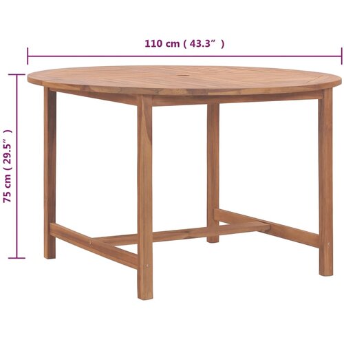  Vrtni blagovaonski stol &amp;Oslash; 110 x 75 cm od masivne tikovine Slike