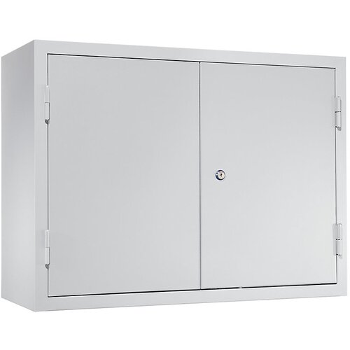 eurokraft basic Delavniška viseča omarica, VxŠxG 600 x 800 x 320 mm, vrata iz polne pločevine, 2 polici + 2 predala, svetlo siva RAL 7035 Cene