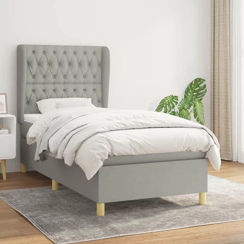  Box spring postelja z vzmetnico svetlo siv 100x200 cm blago, (20723762)