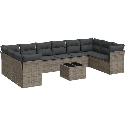  11-dijelni set vrtnih sofa od poliratana s jastucima sivi Slike