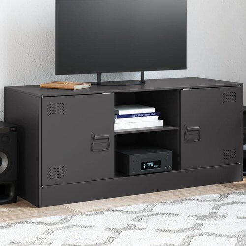  The Living Store TV omarica črna 99x39x44 cm jeklo - TV Omarica, (21508286) Slike