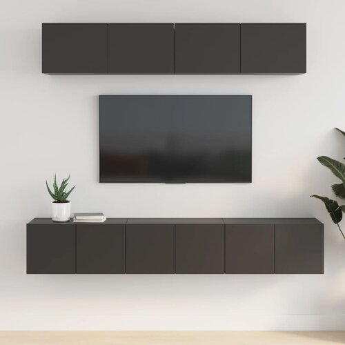 The Living Store Komplet TV omaric 5-delni črn inženirski les - Komplet TV Omaric, (21374746) Slike