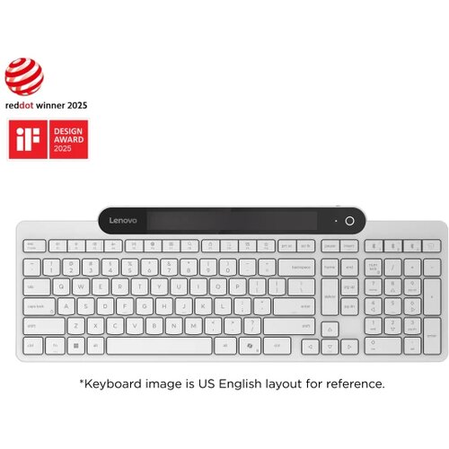 Lenovo 800 Self-Charging Bluetooth Keyboard White US GREEK 103P Self-Charging by Ambient Light Bluetooth 5.1 USB-C ( GY41R69591 ) Cene