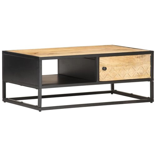 VidaXL Klubska mizica z izrezljanimi vrati 90x55x36 cm mangov les Slike