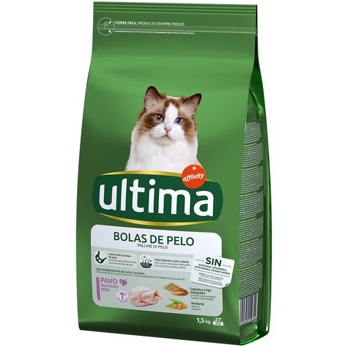 Affinity Ultima Ultima Cat Hairball Control puran &amp;amp; riž - 4,5 kg (3 x 1,5 kg) Slike