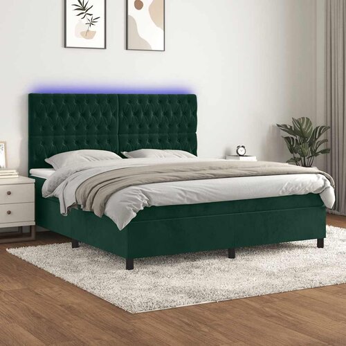 Krevet box spring s madracem LED tamnozeleni 180x200 cm bar&scaron;un Cijene