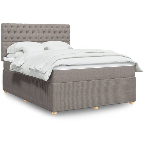 VidaXL Krevet s oprugama i madracem smeđesivi 140 x 190 cm od tkanine Slike