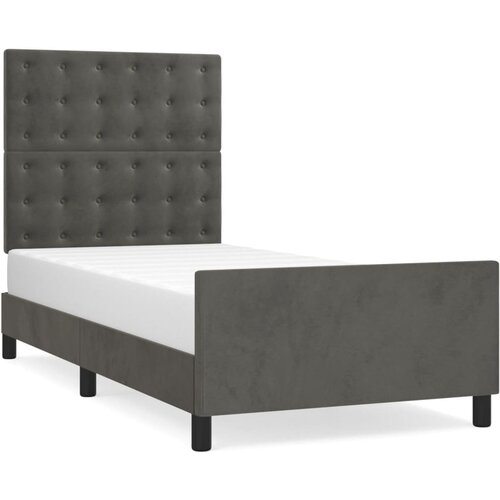 Maison Chic Posteljni okvir - Enojna postelja - Postelja za odrasle brez vzmetnice temno siv 90x190 cm žamet-J7919, (21767926) Slike