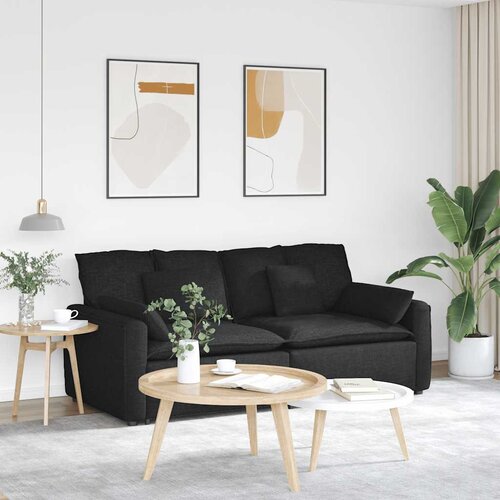  Modularna sofa s jastucima, tkanina, crna Cijene