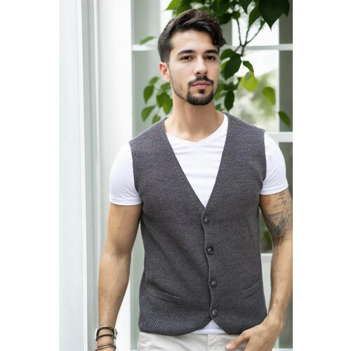 Dewberry 90862 Mens Knitwear Vest-ANTHRACITE Slike