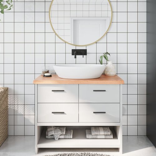 Kupaonska radna ploča svjetlosmeđa 100x40x(2-4) cm masivno drvo Cene