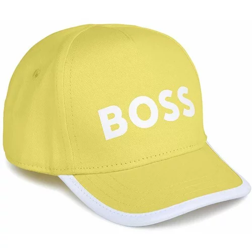 Boss Otroška bombažna bejzbolska kapa zelena barva