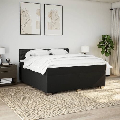  Krevet s oprugama i madracem crni 180x200 cm od tkanine Slike