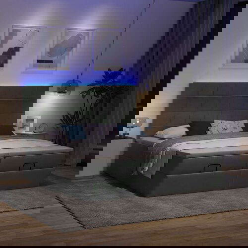 vidaXL Otomanski okvir kreveta s madracima tamnosivi 200x200cm tkanine Cijene