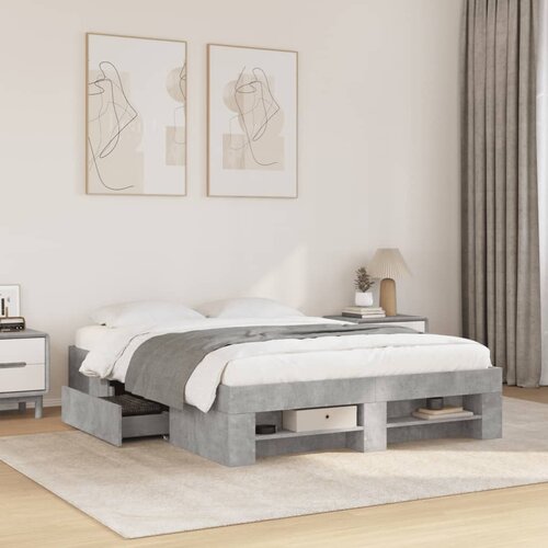  Okvir kreveta boja betona 135 x 190 cm od konstruiranog drva Cijene