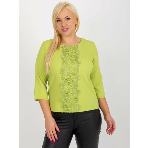 Fashion Hunters Lime elegant blouse plus size with lace Slike