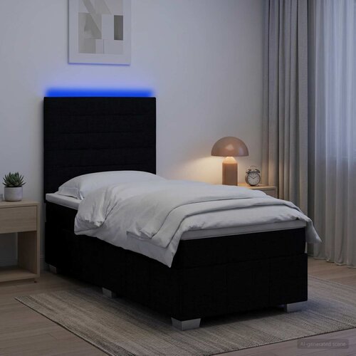  LED okvir za krevet s madracem Crna 80 x 200 cm Tkanina Cene
