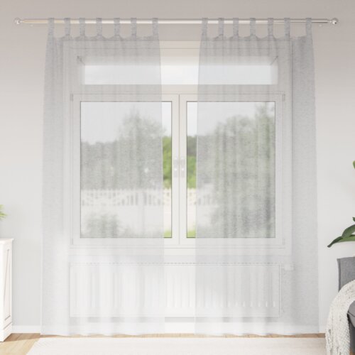 VidaXL Zavjese sa zavjesama 2 pcs Svjetlosiva 140 x 225 cm Poliester Slike