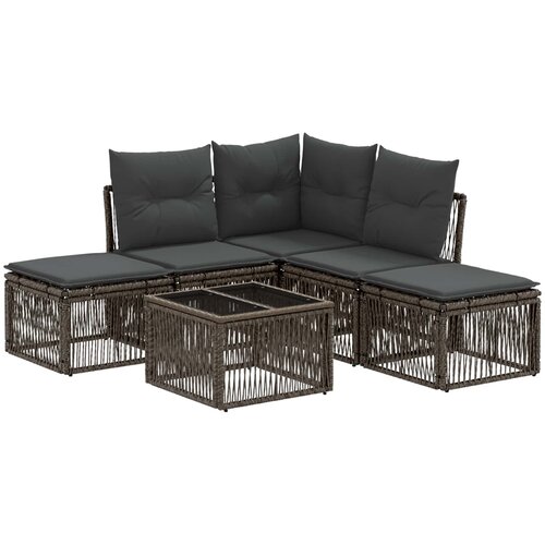 vidaXL Vrtna sedežna garnitura 6 pcs Siva poli ratan, (5000271798) Cene