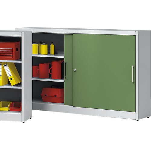 eurokraft pro Omara z drsnimi vrati, višina 1200 mm, s sredinsko ločilno steno in 2 x 2 policama, VxŠ 1200 x 2000 mm, globina 420 mm, vrata svetlo mod Cene