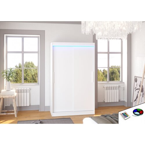 ADRK Klizni ormar COLLIN s LED rasvjetom, 120 cm - BIJELA Cijene