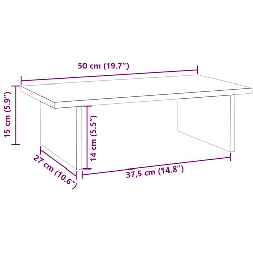  Stalak za monitor bijeli 50 x 27 x 15 cm od masivne borovine Slike