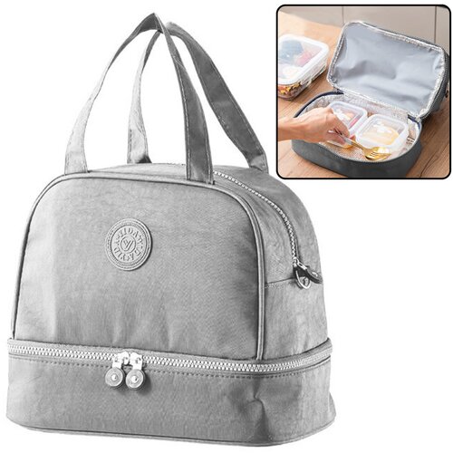  Funkcionalna i elegantna termo torba za ručak 27cm - siva Slike
