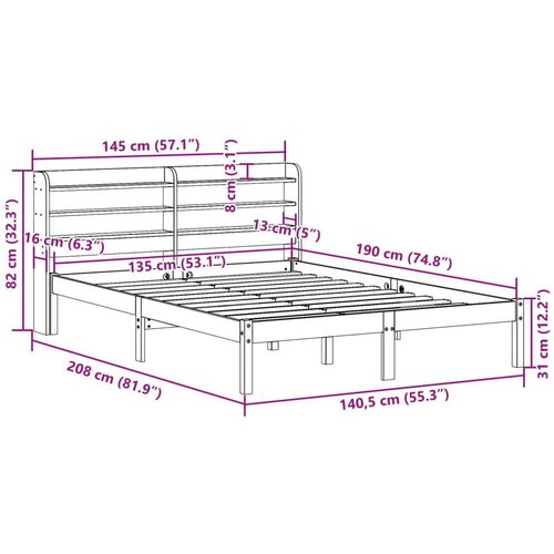 VidaXL Okvir kreveta bez madraca bijeli 135 x 190 cm masivna borovina Slike