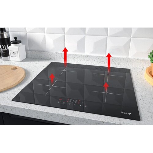 IsEasy LI4-20 &amp;ndash; Ugradbena indukcijska ploča za kuhanje s 4 zone, 6000 W, Booster funkcija, 9 razina snage, 60 cm, crna Slike