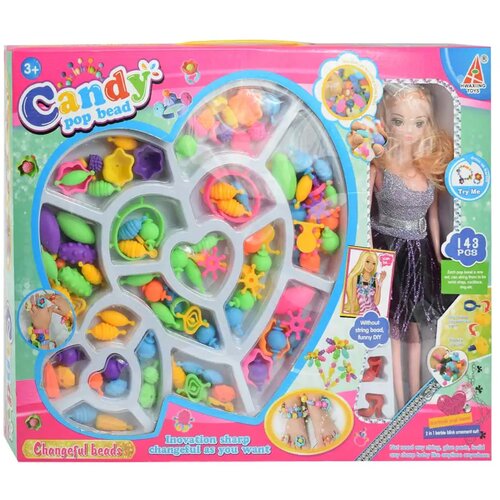 Magic Toys Candy PopBead: 143-delni set biserov za izdelavo nakia z lutko, barvnimi biseri, prstani in dodatki Cene