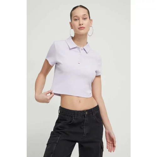 Tommy Jeans Polo majica za žene, boja: ljubičasta