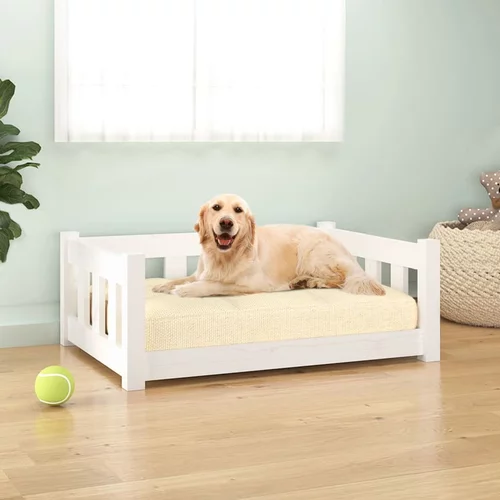vidaXL Krevet za pse bijeli 75 5 x 55 5 x 28 cm od masivne borovine