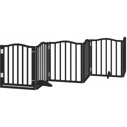  Vrata za pse s vrata&amp;scaron;cima 15 panela sklopiva 750 cm drvo topole Crna 50 x 60 x 2 cm Slike
