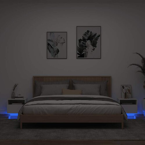  Noćni ormarići s LED svjetlima 2 kom bijeli 40 x 39 x 37 cm Cene