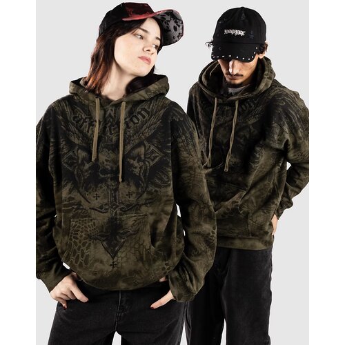 Affliction Death Eyes Pulover s kapuco green / black camo Slike