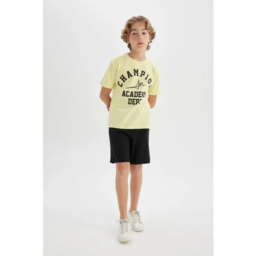 Defacto Boy&#39;s Printed Short Sleeve T-Shirt Shorts 2-Piece Set