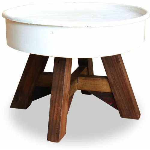 vidaXL stolić za kavu od masivnog obnovljenog drva 60 x 45 cm bijeli