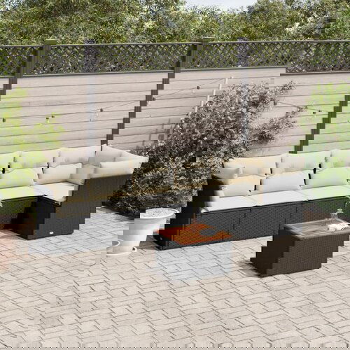 vidaXL 7-dijelni set vrtnih sofa od poliratana s jastucima crni Cijene