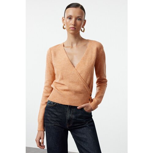 Trendyol Salmon Soft Textured Basic Knitwear Cardigan Slike