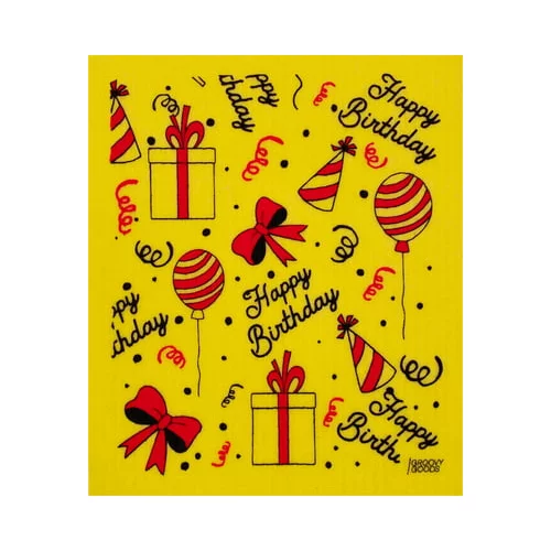 Groovy Goods spužvasta krpa "happy birthday" - yellow