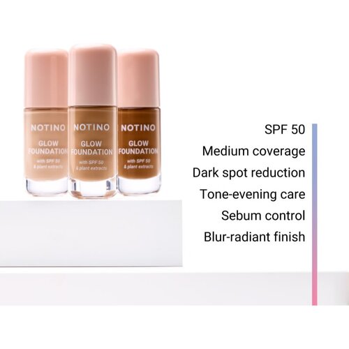 Notino Foundation Glow foundation with SPF 50 &amp;amp; plant extracts posvetlitvena podlaga SPF 50 01 Medium Warm 30 ml Slike