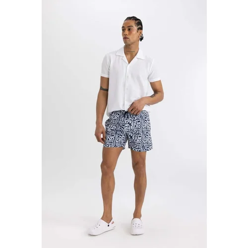 Defacto Patterned Mesh Lined Short Swim Shorts