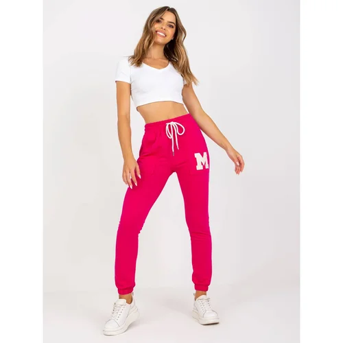 Fashion Hunters Fuchsia women's high-waisted sweatpants