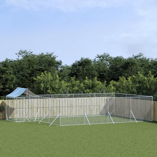 vidaXL Vanjski kavez za pse s krovom srebrni 10x6x2 5m pocinčani čelik Cijene